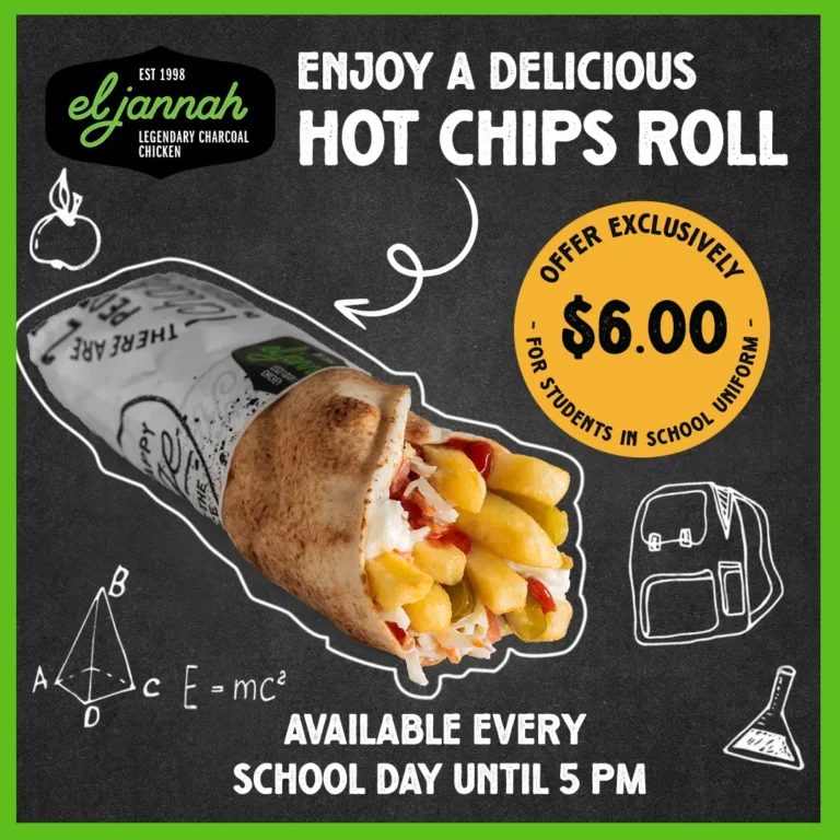 El Jannah’s Student Special: $6 Hot Chips Roll